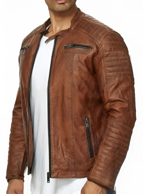 Dean Brown Leather Biker Jacket  A Timeless Symbol of Rugged Style