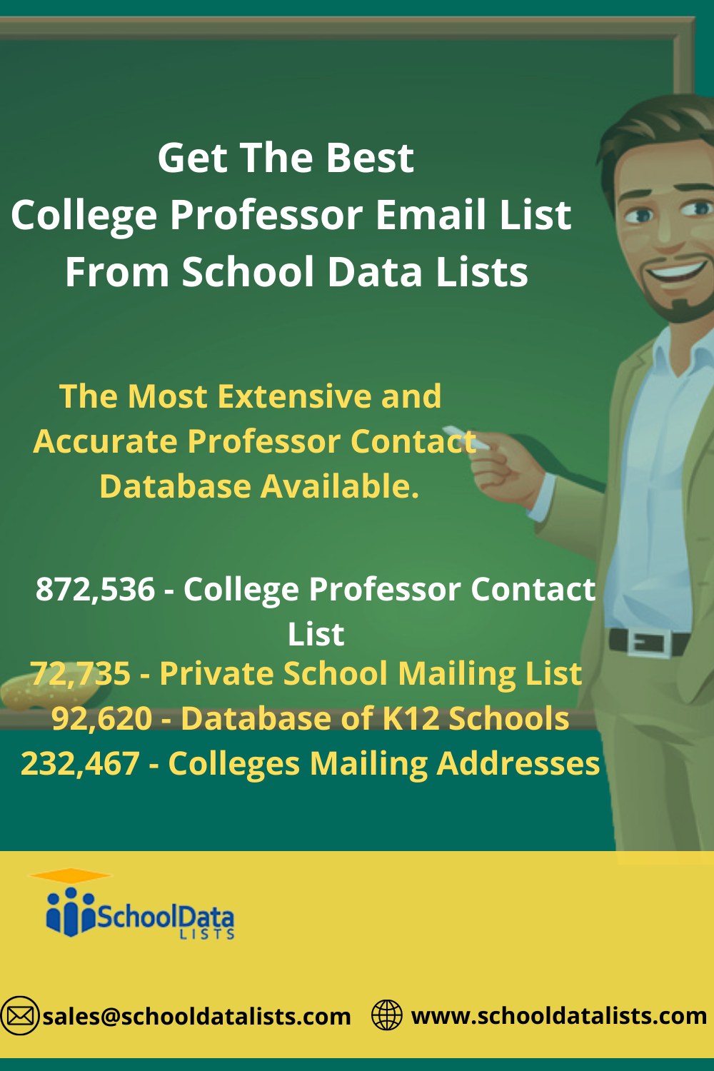 Generate good quality leads through our College Professor Email List