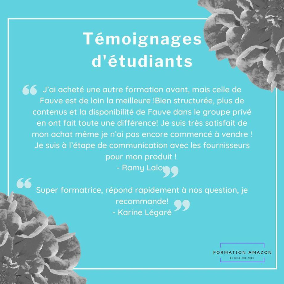 Témoignages d'étudiants Concernant la Formation Amazon Be Wild and Free