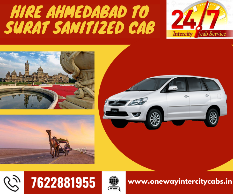 HIRE AHMEDABAD TO SURAT SANITIZED CAB