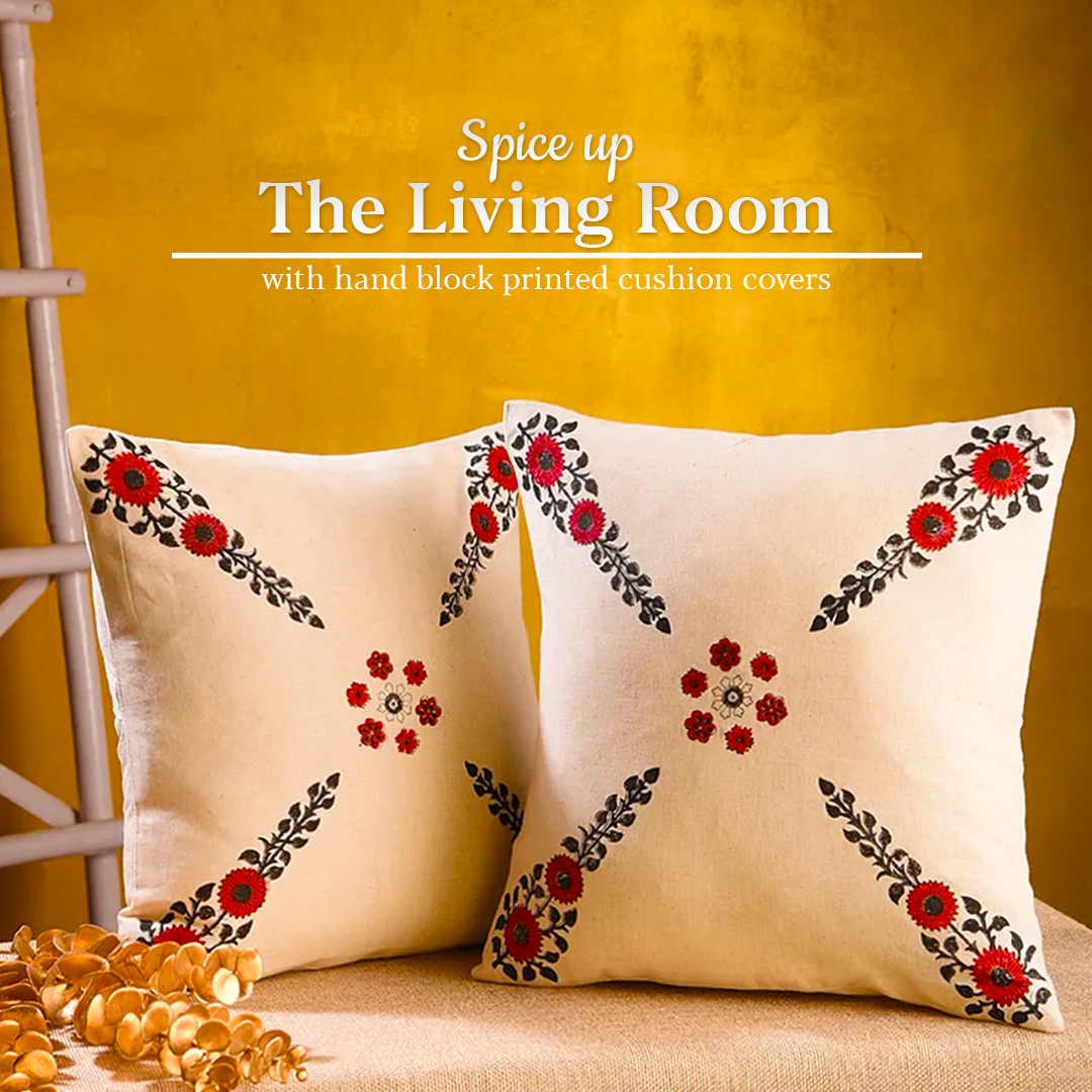 Spice Up The Living Room With Hand Block Printed Cushion Covers