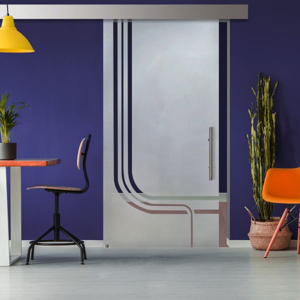 Sliding glass barn doors with frosted design | Frosted glass sliding door