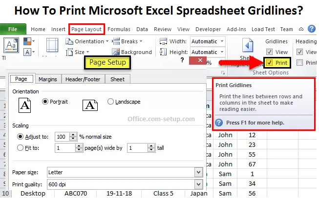 How You Can Print MS Excel Spreadsheet Gridlines? Www.office.com/setup